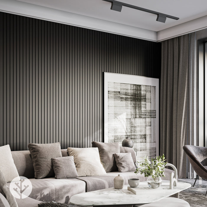 Acupanel® Luxe Colour Black Acoustic Slat Wall Panels