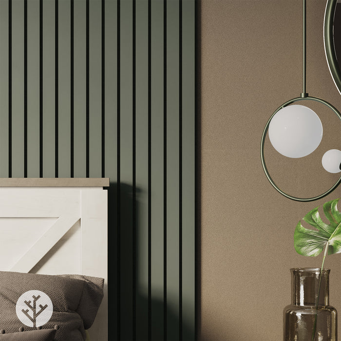 Acupanel® Luxe Colour Olive Green Acoustic Slat Wall Panels