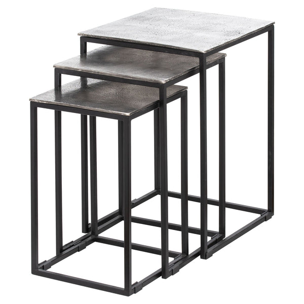Farrah Silver | Aluminium Nest of Three Tables