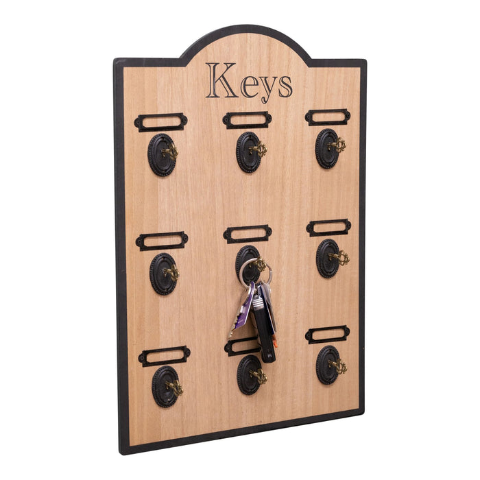 Wood | Board With Nine Key-Design Hooks