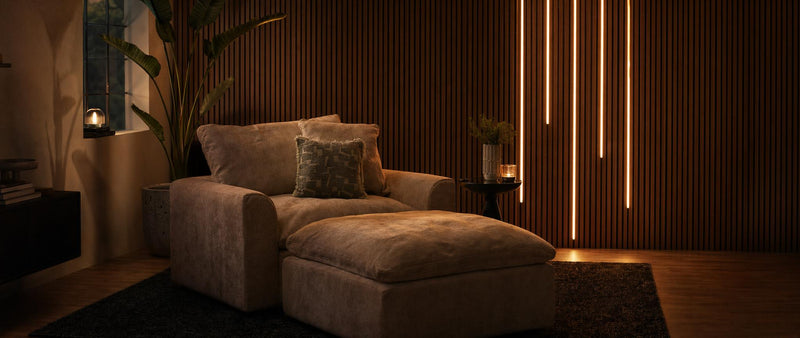 Acupanel® natural wood acoustic slat wall panels in oak and walnut finishes
