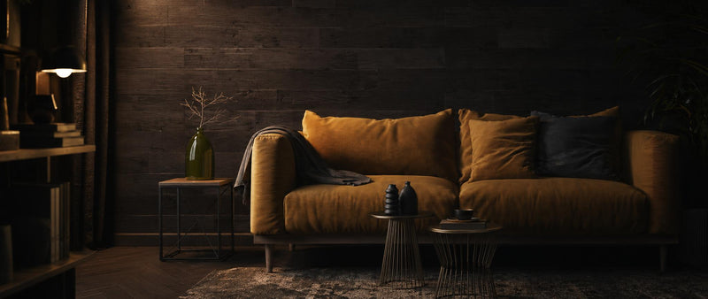 Peel and stick wood wall panels with self-adhesive backing on a finished feature wall