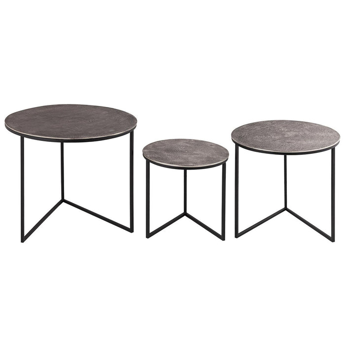 WVH™ | Farrah Silver | Aluminium Hand-Cast Nest of Three Round Tables