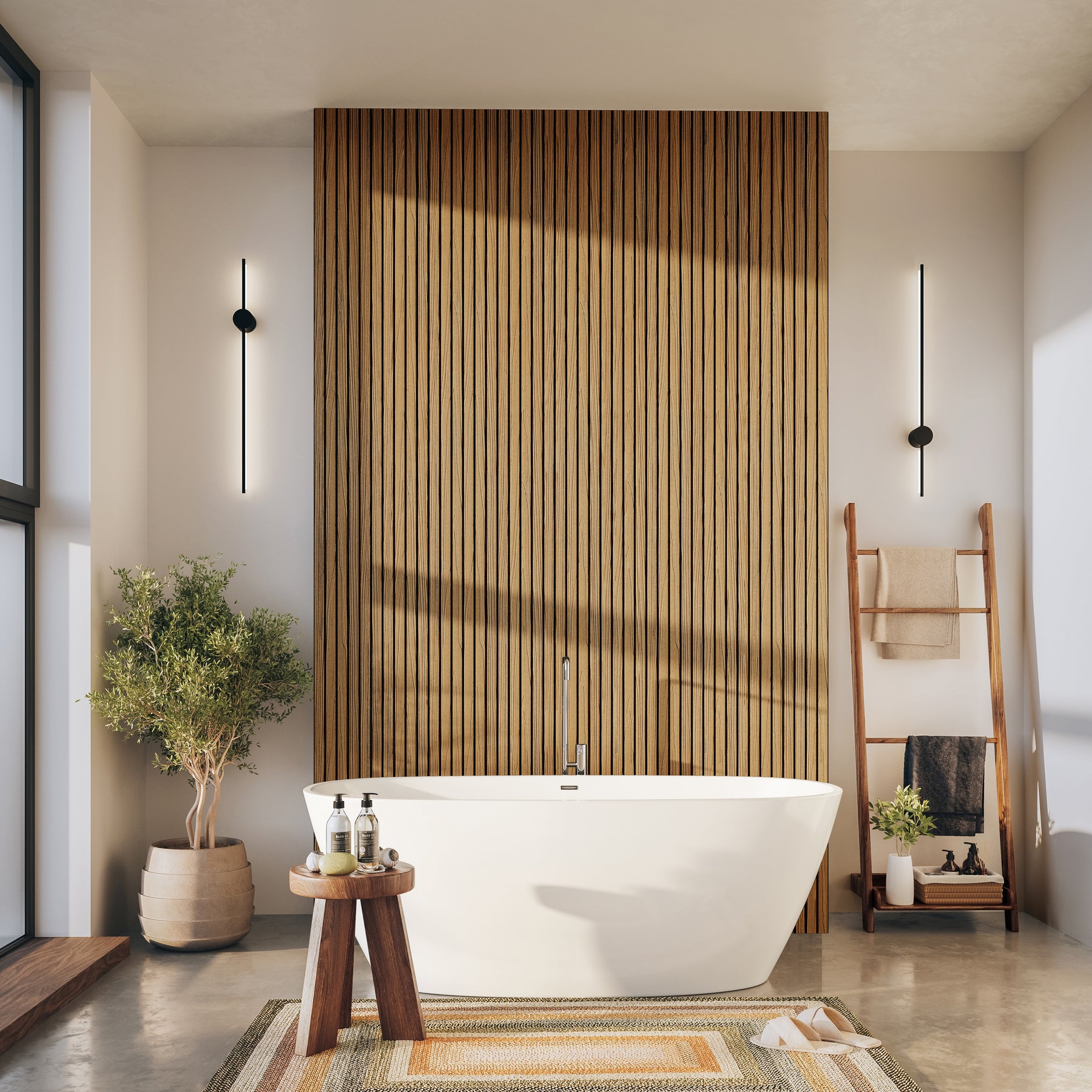 Stunning Wooden Wall Panels For Small Apartment Bathroom image
