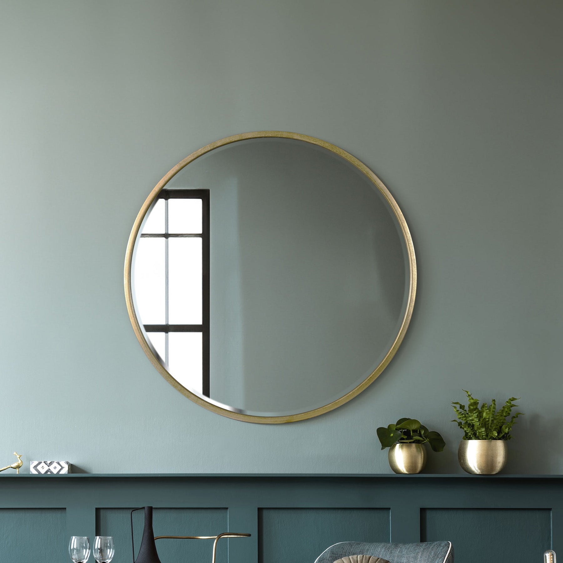 WVH® | The Textured Round | Antiqued Metal Wall-Mountable Mirrors