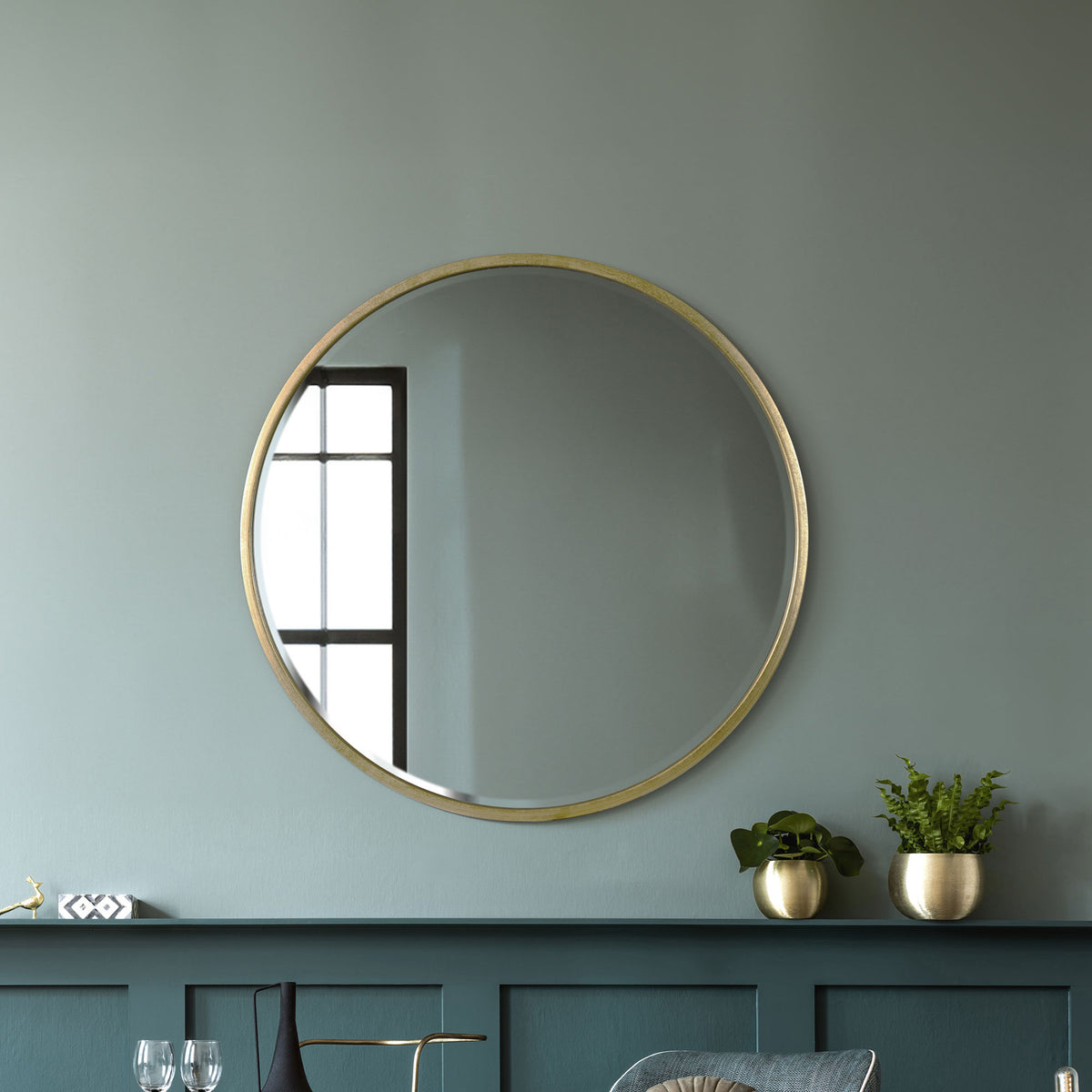 WVH® | The Textured Round | Antiqued Metal Wall-Mountable Mirrors