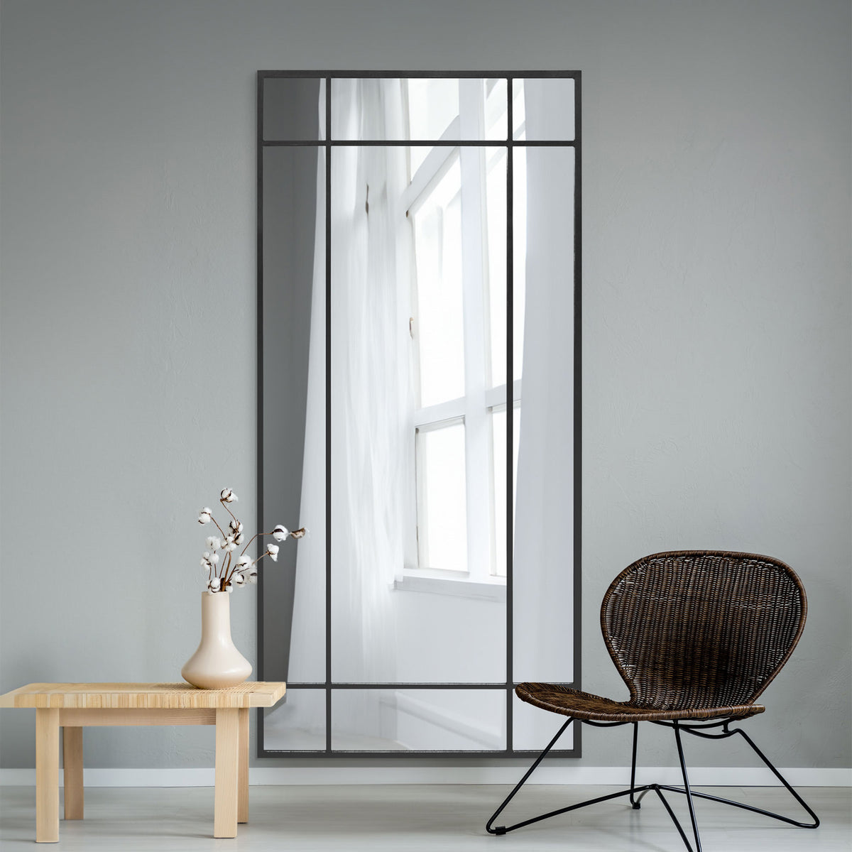 WVH® | The Industrial Pane | Window-Inspired Metal Frame Leaner and Wall-Mountable Mirrors