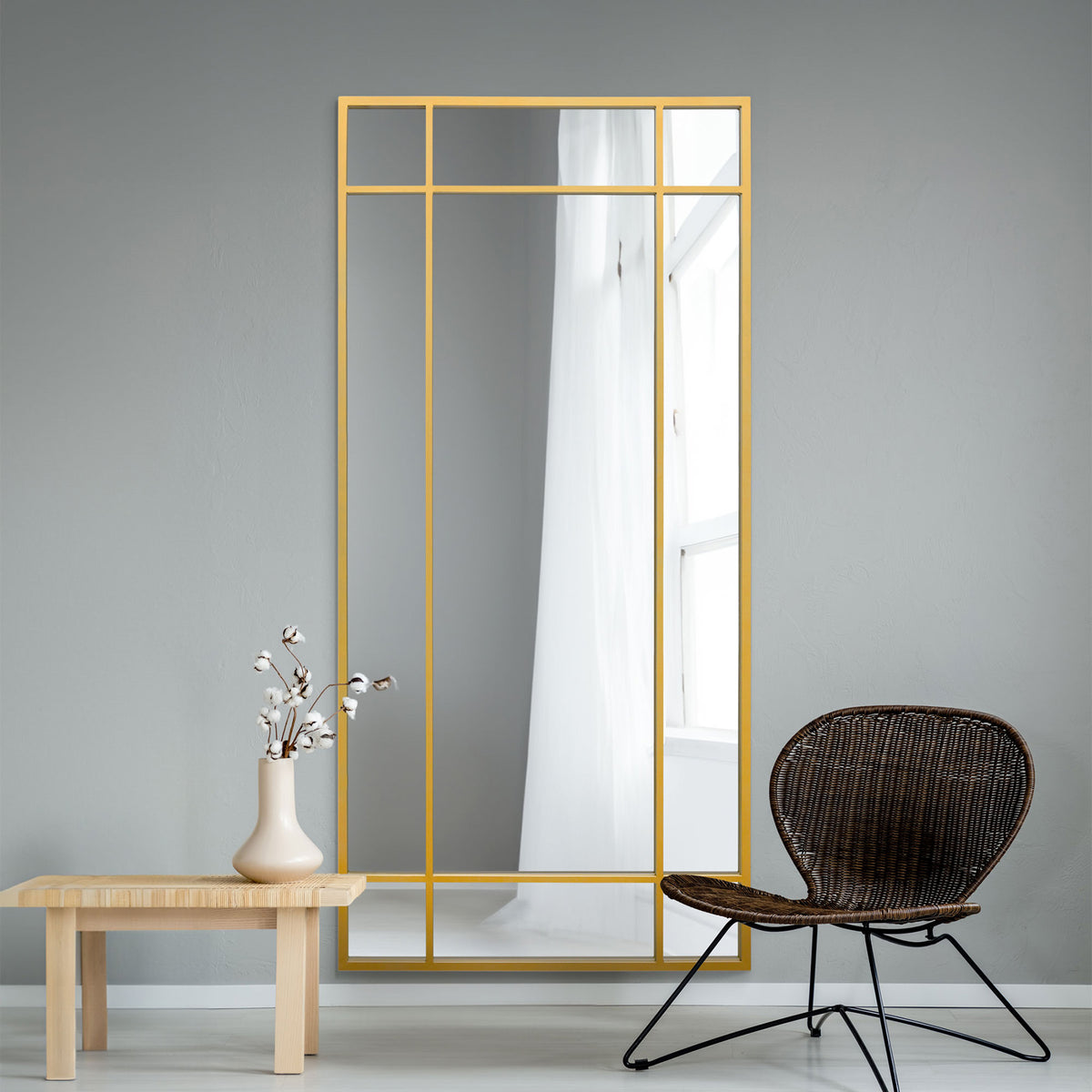 WVH® | The Industrial Pane | Window-Inspired Metal Frame Leaner and Wall-Mountable Mirrors