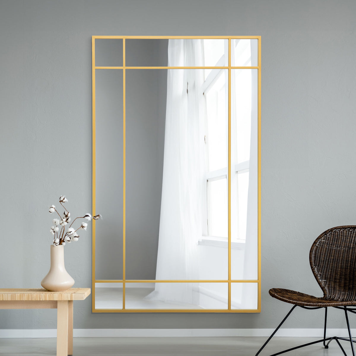 WVH® | The Industrial Pane | Window-Inspired Metal Frame Leaner and Wall-Mountable Mirrors