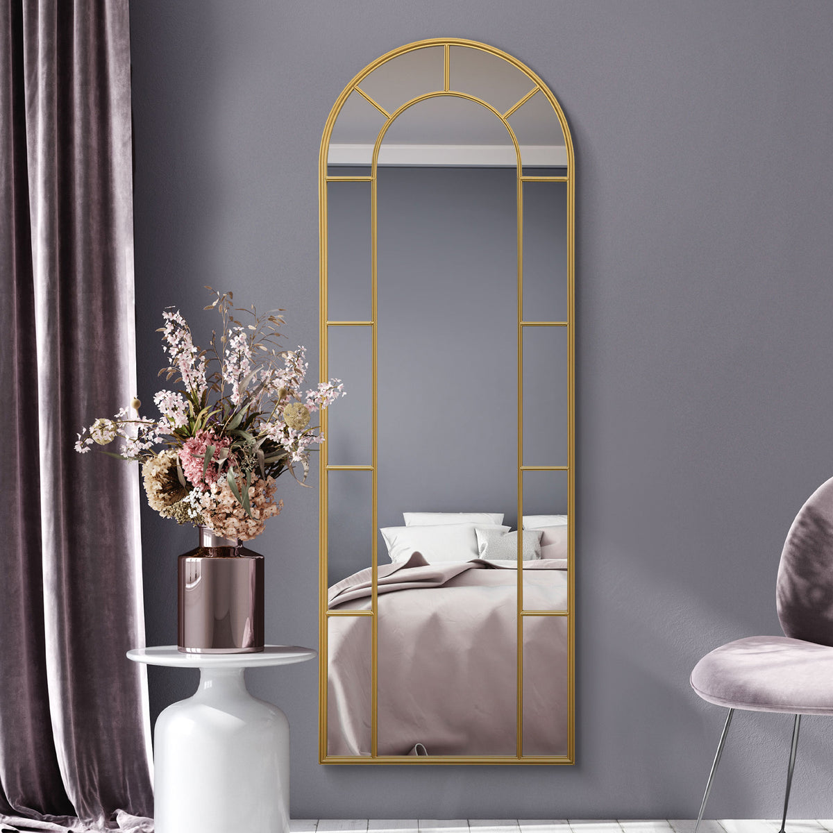 WVH® | The Arch Pane | Window-Inspired Metal Frame Leaner and Wall-Mountable Mirrors