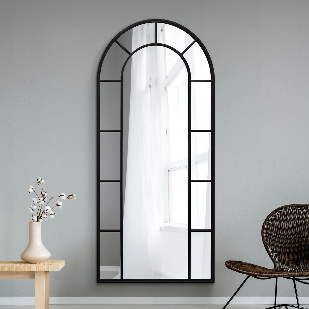 WVH® | The Arch Pane | Window-Inspired Metal Frame Leaner and Wall-Mountable Mirrors