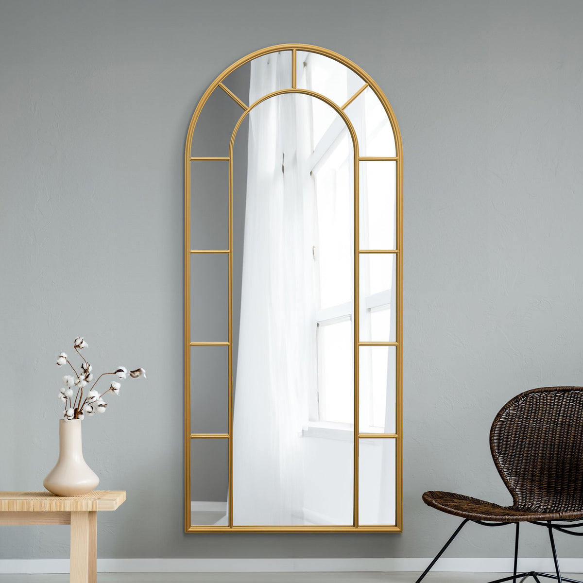 WVH® | The Arch Pane | Window-Inspired Metal Frame Leaner and Wall-Mountable Mirrors