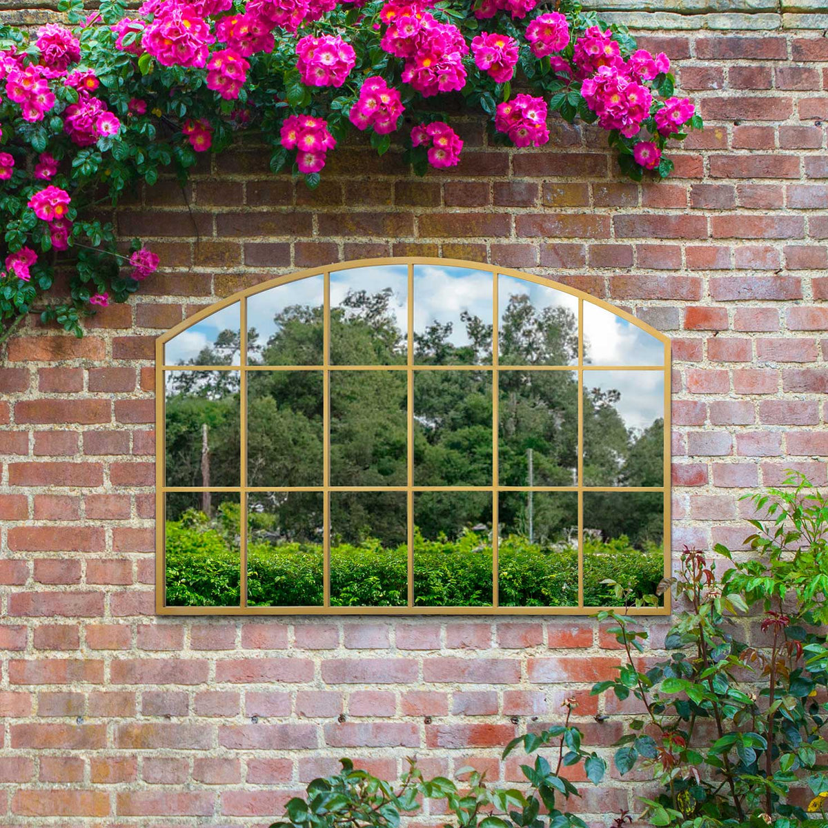 WVH® | The Arch Wide Grid | Metal Frame Garden Leaner and Wall-Mountable Mirrors