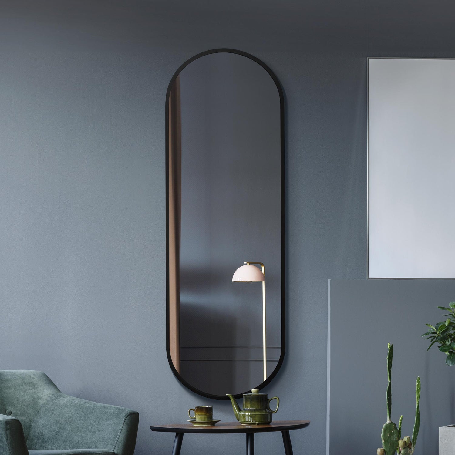 WVH® | The Industrial Oval | Metal Frame Oblong Wall-Mountable Mirrors