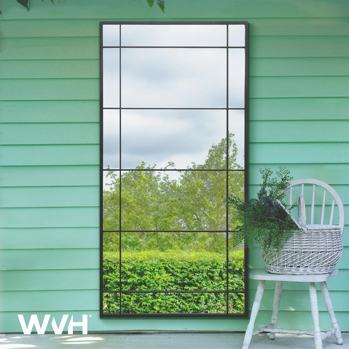 WVH® | The Industrial Wide Pane | Metal Frame Leaner and Wall-Mountable Mirrors