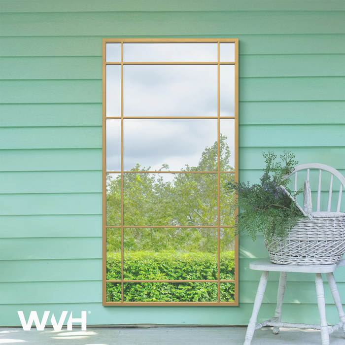 WVH® | The Industrial Wide Pane | Metal Frame Leaner and Wall-Mountable Mirrors
