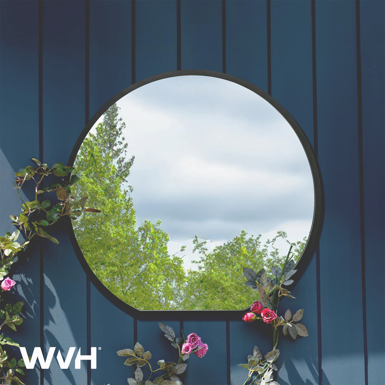 WVH® | The Round Flat-Base | Metal Frame Wall-Mountable Mirrors