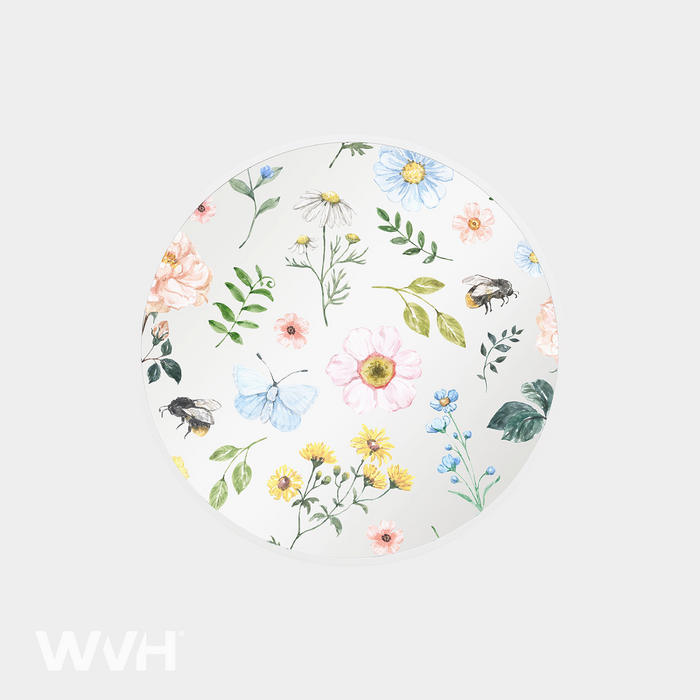 WVH® | Decal Round | Decorative Pattern Metal Frame Wall-Mountable Mirrors