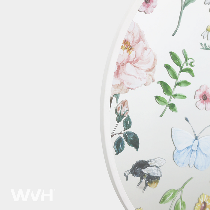 WVH® | Decal Round | Decorative Pattern Metal Frame Wall-Mountable Mirrors