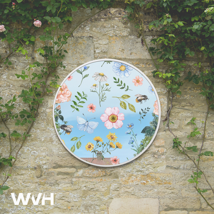 WVH® | Decal Round | Decorative Pattern Metal Frame Wall-Mountable Mirrors