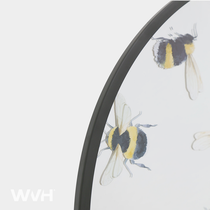 WVH® | Decal Round | Decorative Pattern Metal Frame Wall-Mountable Mirrors