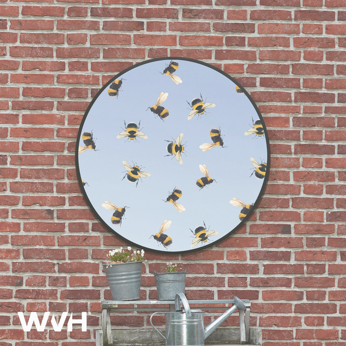 WVH® | Decal Round | Decorative Pattern Metal Frame Wall-Mountable Mirrors