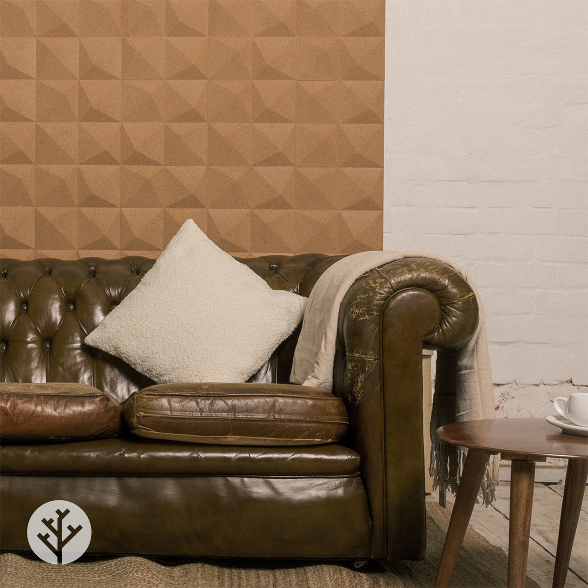 Muratto® Organic Peak Pattern Luxury Cork Wall Tiles