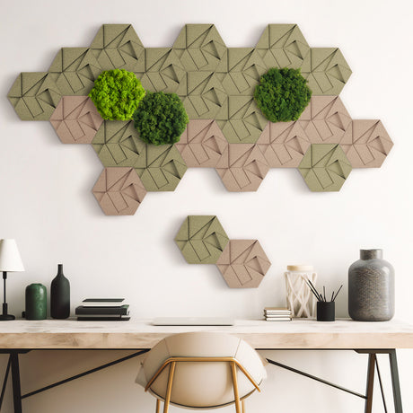Muratto® Organic Hexagonal Moss Endless Cork Luxury Wall Tiles