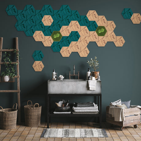Muratto® Organic Hexagonal Moss Trays Cork Luxury Wall Tiles
