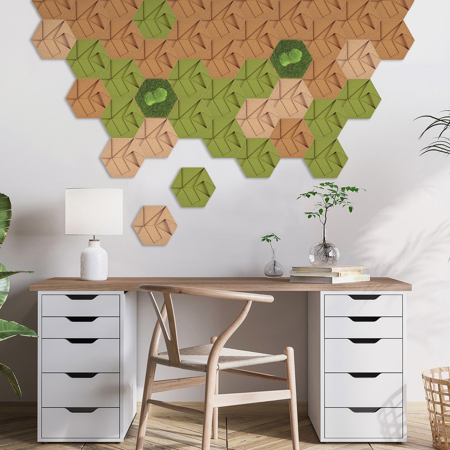 Muratto® Organic Hexagonal Moss Trays Cork Luxury Wall Tiles
