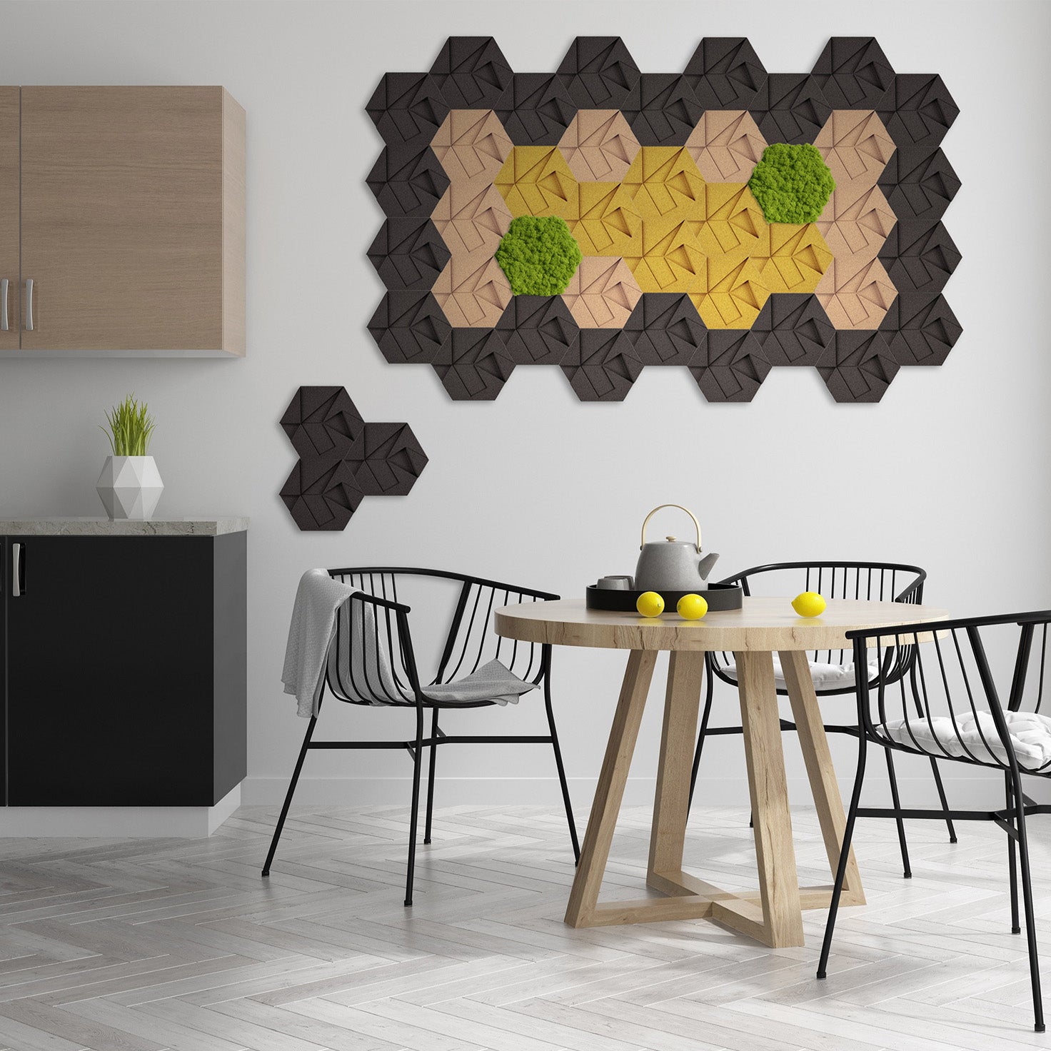 Muratto® Organic Hexagonal Moss Trays Cork Luxury Wall Tiles