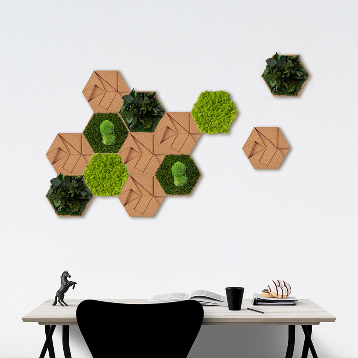 Muratto® Organic Hexagonal Moss Trays Cork Luxury Wall Tiles
