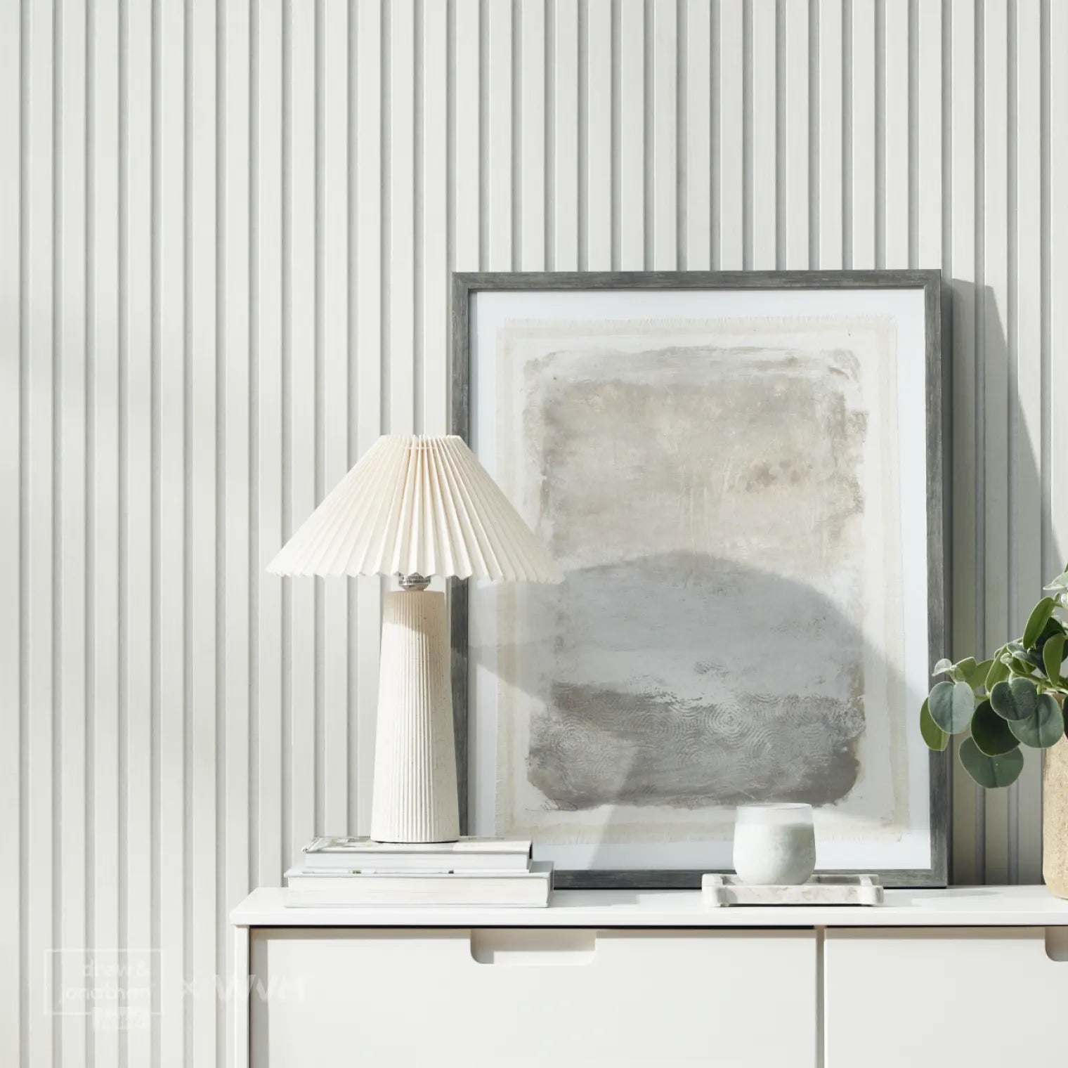 Acupanel® Drew & Jonathan Home™ White Wood Slat Acoustic Wall Panel