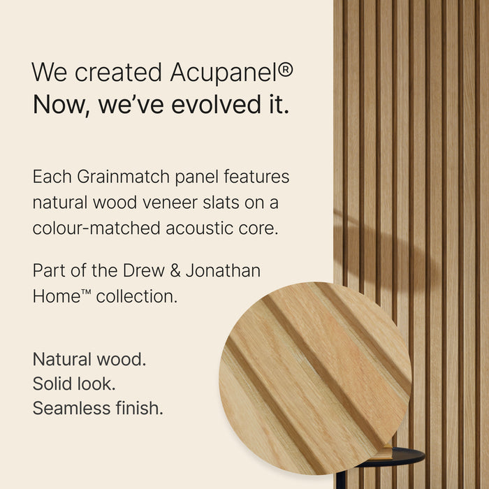 Acupanel® Grainmatch Oak Printed Acoustic Slat Wall Panel