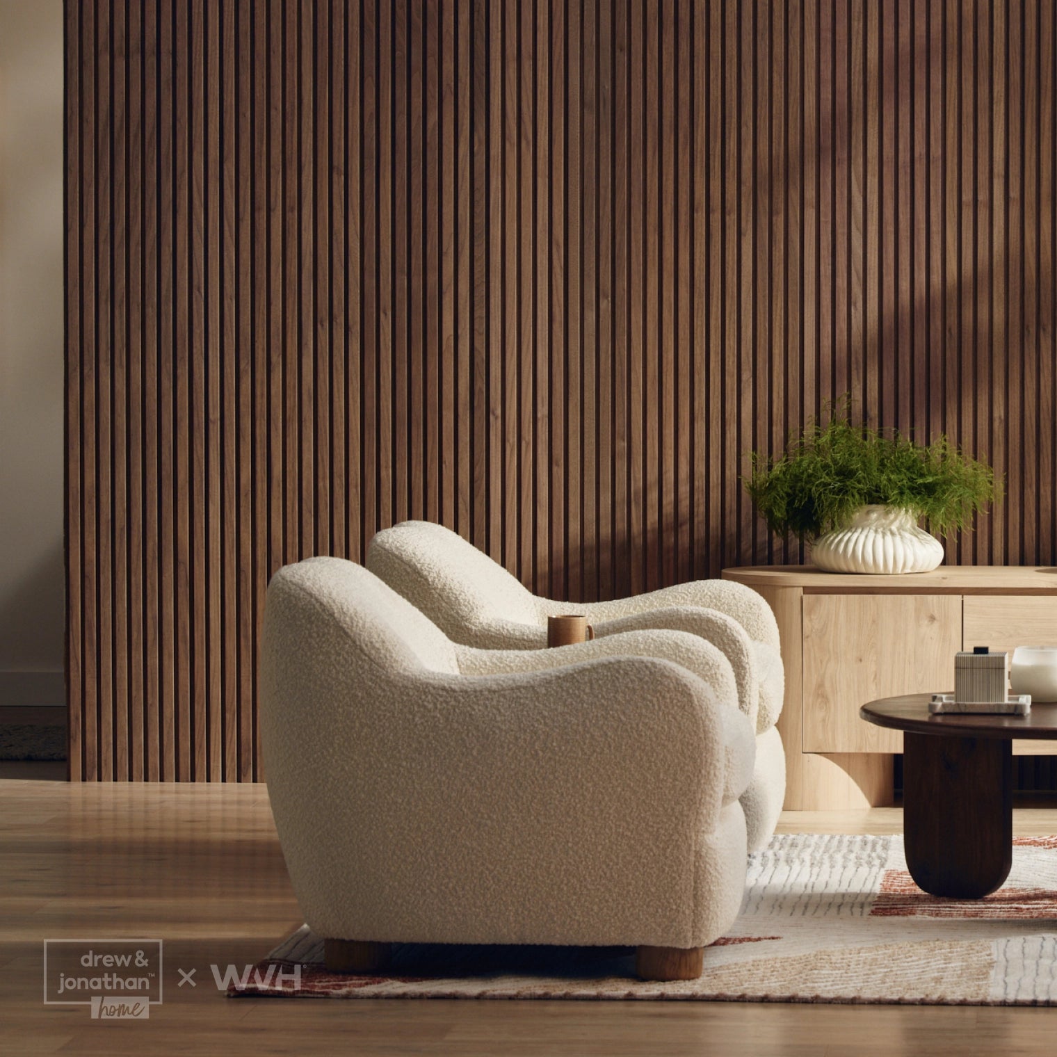 Acupanel® Drew & Jonathan Home™ Grainmatch Walnut Acoustic Slat Wall Panel