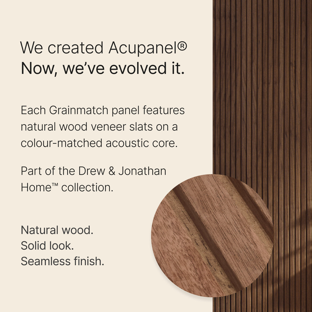 Acupanel® Drew & Jonathan Home™ Grainmatch Walnut Acoustic Slat Wall Panel