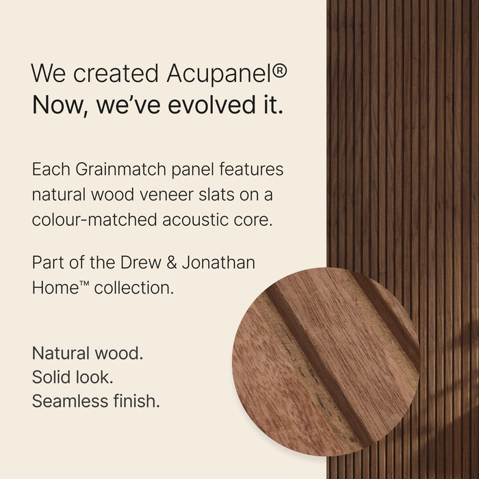 Acupanel® Grainmatch Walnut Printed Acoustic Slat Wall Panel