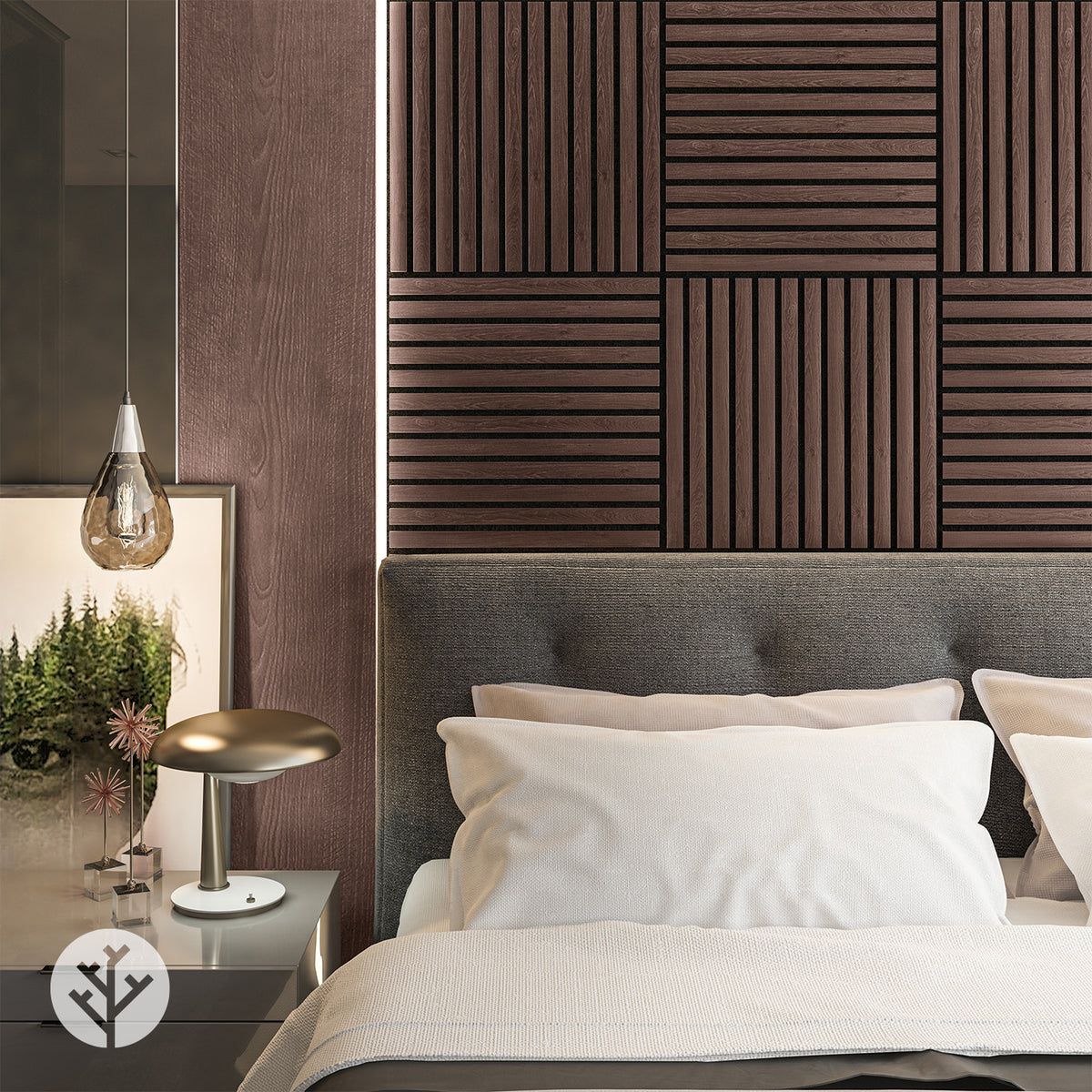 Smoked Oak Square Acoustic Slat Wall Panels by WVH®
