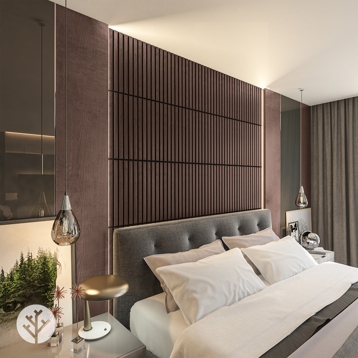 Smoked Oak Square Acoustic Slat Wall Panels by WVH®