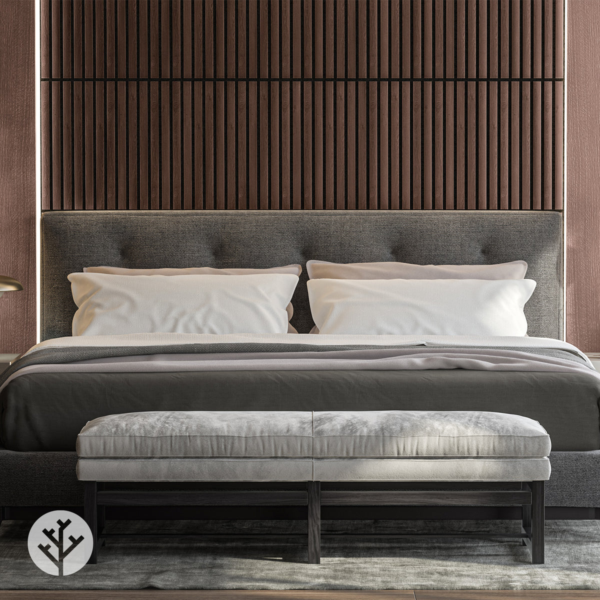 Smoked Oak Square Acoustic Slat Wall Panels by WVH®