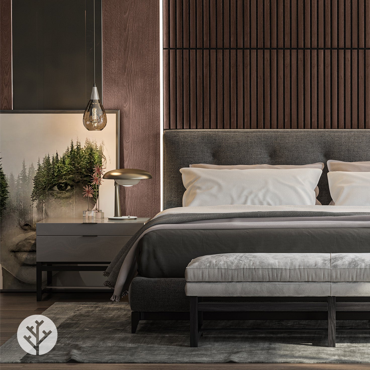 Smoked Oak Square Acoustic Slat Wall Panels by WVH®