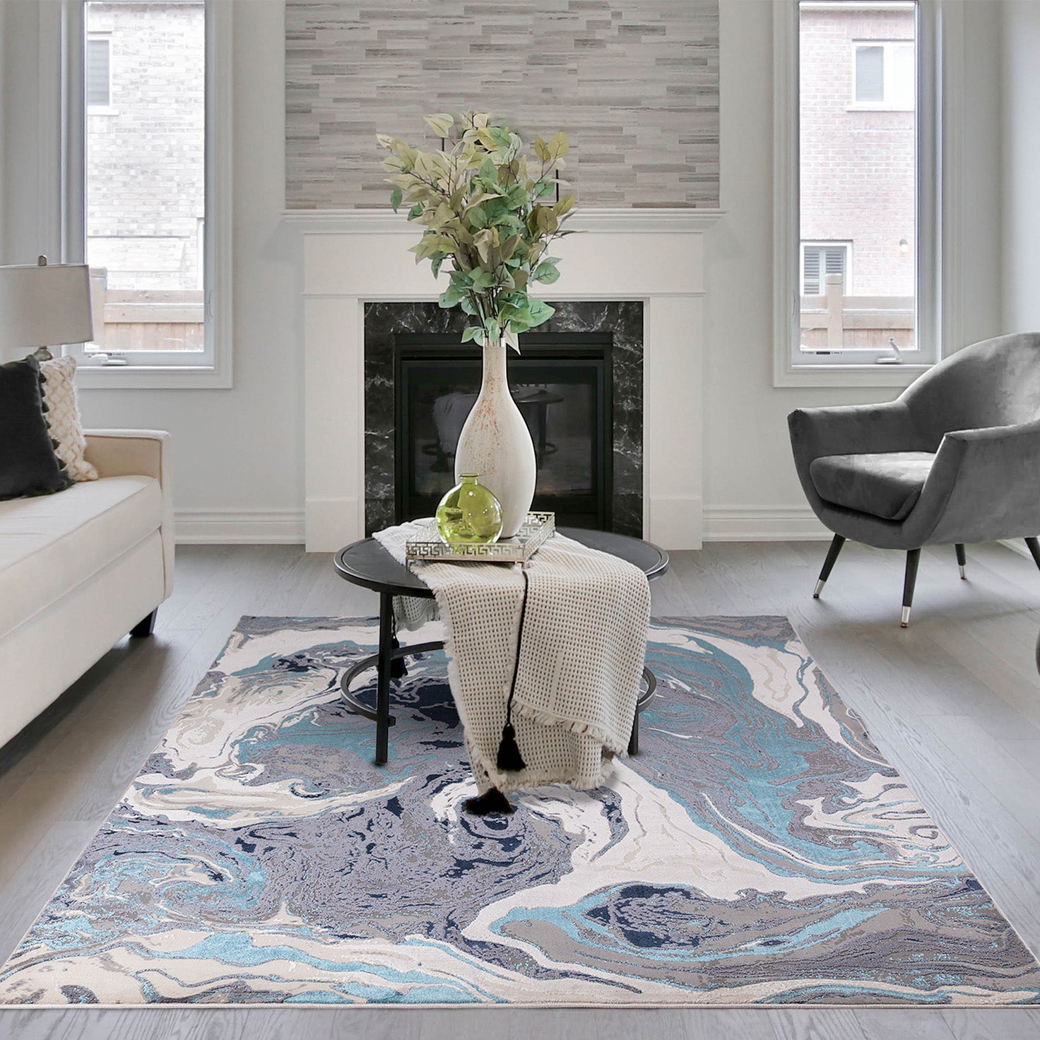 Marble Blue Ocean Luxury Rug | WVH®