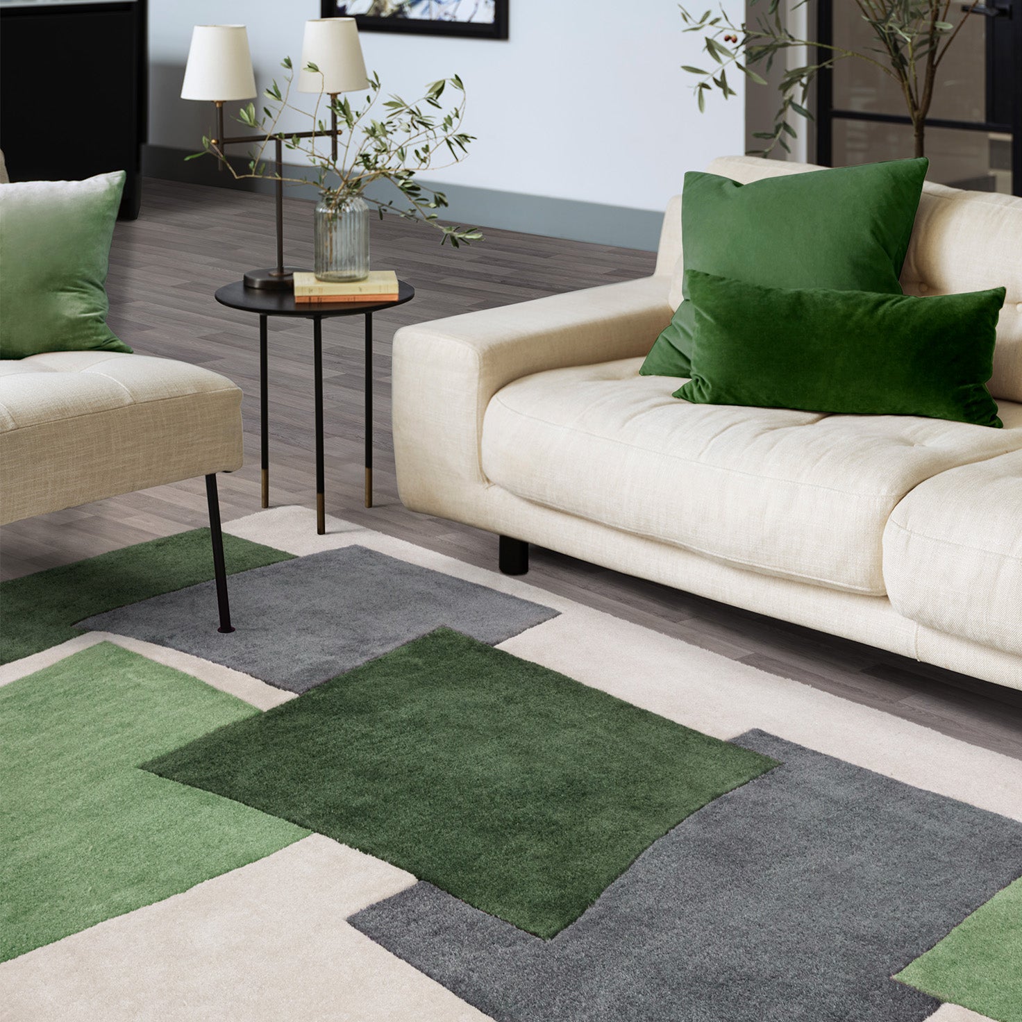 Retro Green Papercut Luxury Rug | WVH®