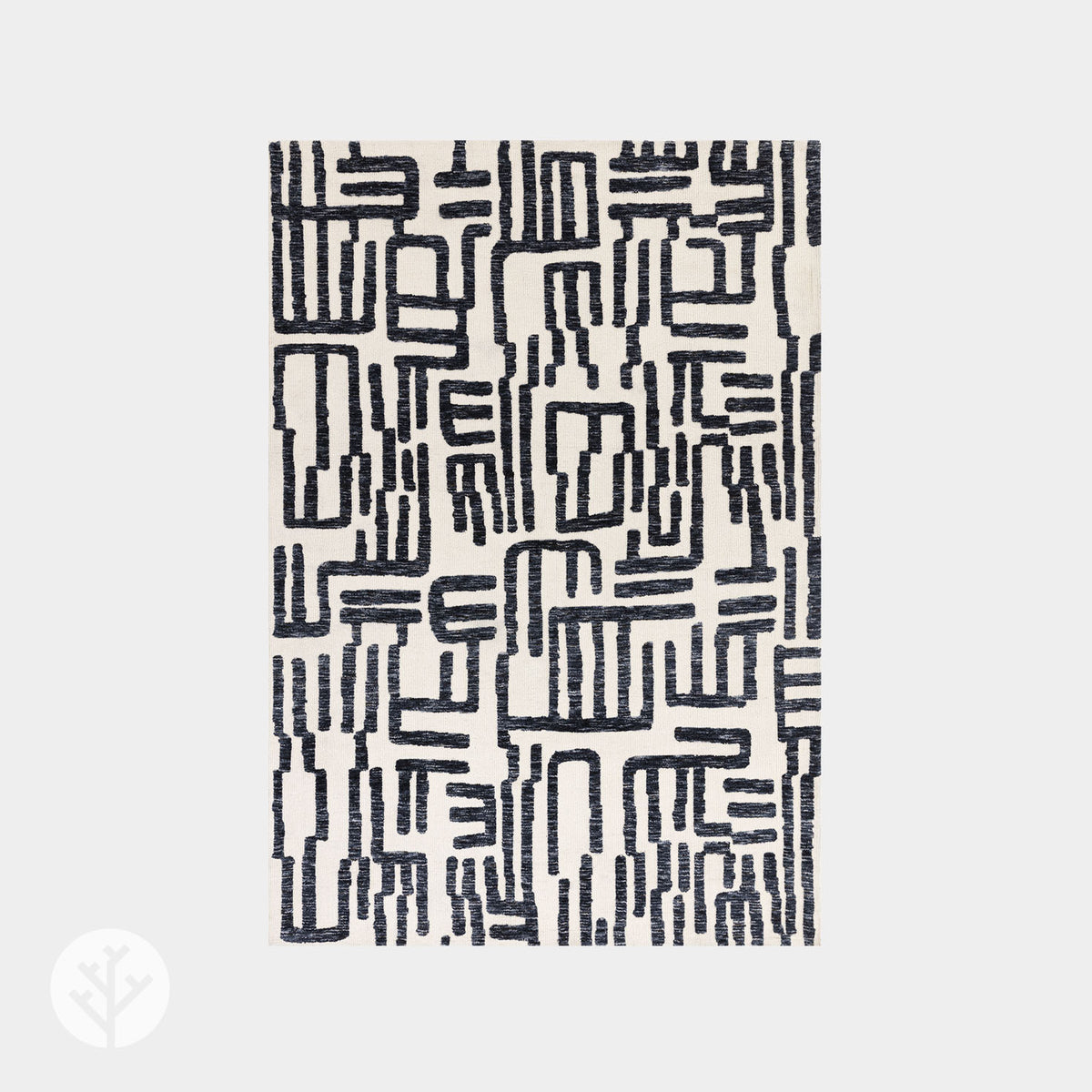 Shape Blue Script Luxury Rug | WVH®