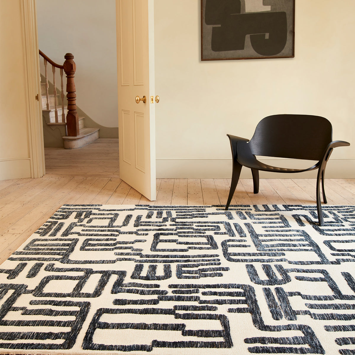 Shape Blue Script Luxury Rug | WVH®