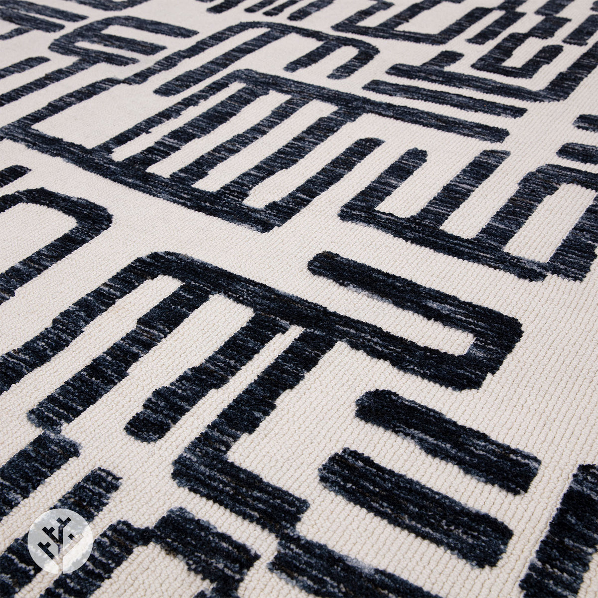 Shape Blue Script Luxury Rug | WVH®