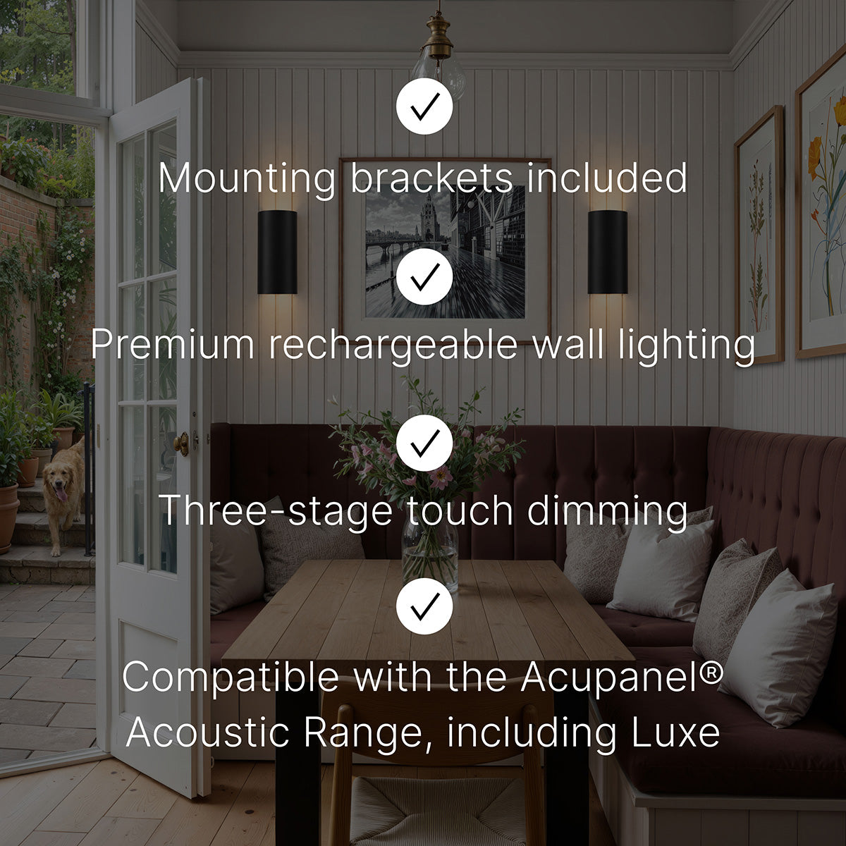 Acupanel® Glow Column Wall-Mounted Rechargeable Lighting