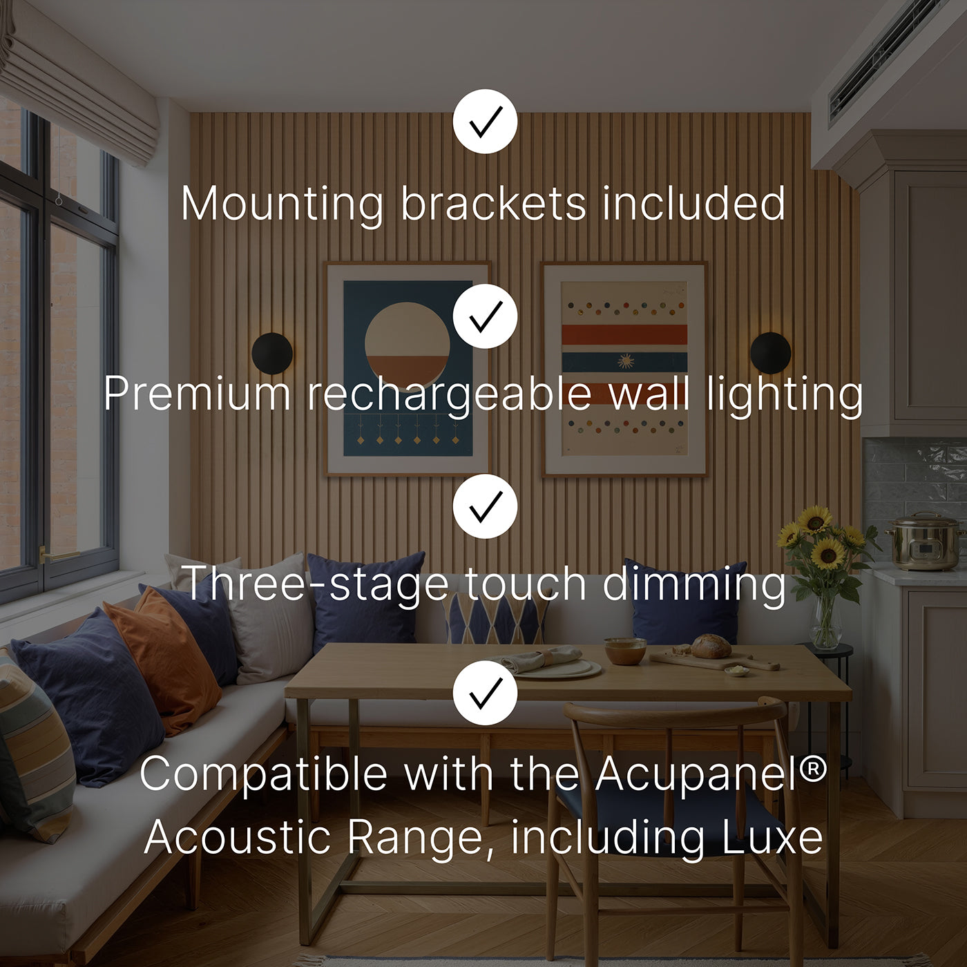 Acupanel® Glow Disc Wall-Mounted Rechargeable Lighting
