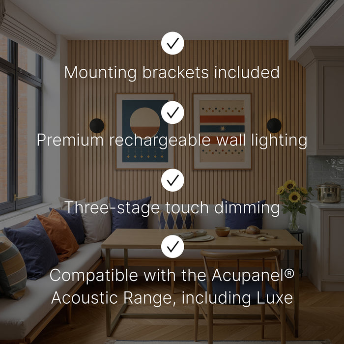 Acupanel® Glow Disc Wall-Mounted Rechargeable Lighting