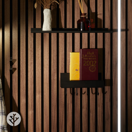 Shelf With Four Hooks | Panel Accessories by Acupanel®